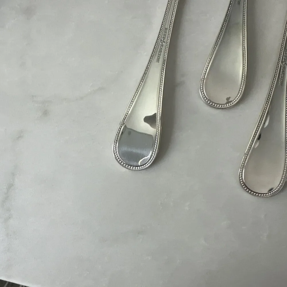 Reed & Barton Beaded English Gentry Silverplate Iced Tea Spoon  7 1/2